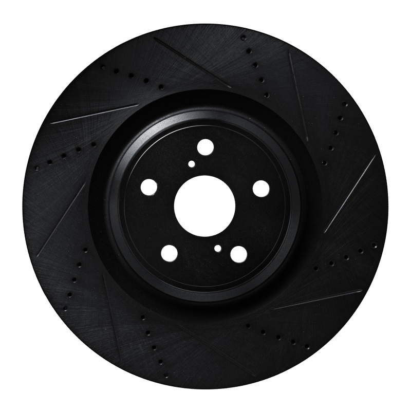 Lexus LS460 Brake Rotor (1) - Front Left - R1 Concepts - Drilled & Slotted - Black - `10-`17